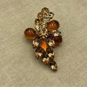 Vintage orange jelly belly glass cabochon Austria brooch